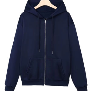 Sudadera con capucha extragrande de algodón de 350 g/m² para hombre, transpirable, con cremallera, para invierno, de forro polar, sin estampado, personalizable con logotipo serigrafiado, venta al por mayor - Product Image 1