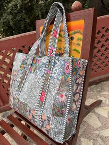 Cotton Quilt Patchwork Shoulder <b>Bag</b> for Women – Handmade <b>Fabric</b> <b>Tote</b> Purse with Colorful Patchwork Design and Adjustable Strap - Product Image 3