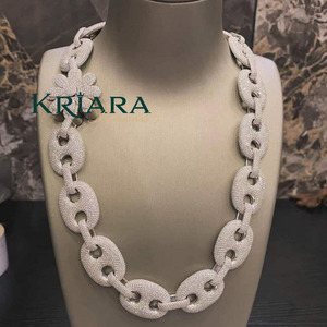 <b>Statement</b> <b>Necklace</b> S925 Silver Rhodium Plated Moissanite Link Chain Flower Design Luxury Party Jewelry Unisex - Product Image 1