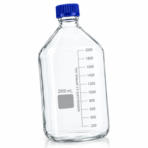 Botella de Reactivo de Vidrio Transparente con Tapa de Rosca Azul, Botella de Almacenamiento de Medios de Laboratorio Graduada, de 2L a 20L - Product Image 2