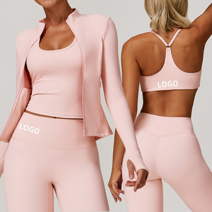 Nouvelle Collection 2026 : Ensemble de Yoga 3 Pièces pour Femme – Tenue de Sport Sans Coutures avec Legging Taille Haute et Veste de Sport - Product Image 1