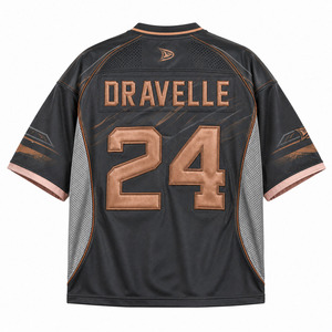 Custom Retro Football Jersey Streetwear 260g Heavyweight Breathable Boxy Fit Short Knitted T-Shirt Vintage American Oversized - Product Image 2