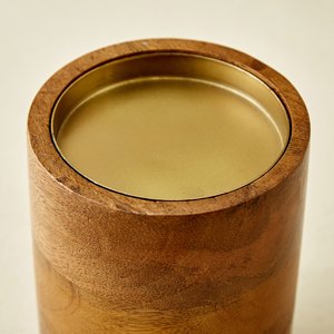 Modern Wooden Pillar <b>Candle</b> Holder <b>Set</b> with Gold Accent Base Decorative Tabletop Stand for Home Living Room Wedding Party Decor - Product Image 2