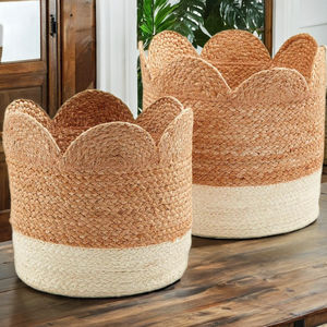 Venta al por mayor respetuoso con el medio ambiente personalizado OEM hecho a mano Vintage multifunción cesta de almacenamiento de flores diseño festoneado para la cocina hogar - Product Image 1