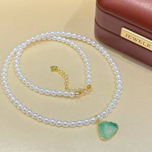 Collares con Colgante de Plata de Ley, con Perla y Calcedonia, Casi Redondos, con Luz Intensa y Ligeras Imperfecciones, Fulu - Product Image 5