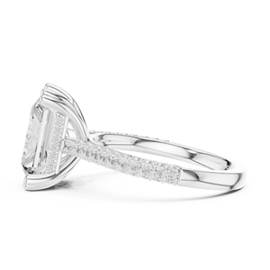 Anillo de Compromiso de Diamantes de Corte Radiante para Mujer, Oro Blanco, Certificado GIA, Estilo Clásico con Diamantes Laterales - Product Image 2