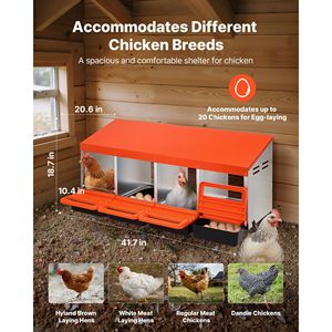 Nido Metálico Resistente a la Corrosión para Gallinas, 4 Compartimentos con Nido Inclinado de 15 a 30 Pulgadas, Jaulas Estables para Animales - Product Image 2