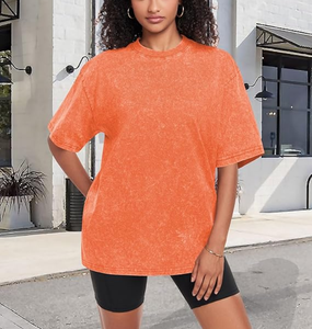 OEM Oversized <b>Drop</b> Shoulder 240 GSM T-Shirt for Women Custom <b>Acid</b> Washed Design 100% Cotton Multi Colors Plain Black Low MOQ - Product Image 5