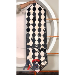 Western Handmade Genuine Hair-on Leather Table Runner Black & White Checkered Patchwork Elegant Style Home Decor Dining Table - Product Image 1