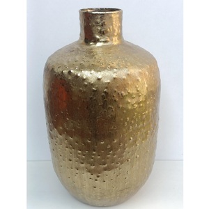 Modern Handcrafted Hammered Metal <b>Vase</b> <b>Unique</b> Textured Geometric Decorative Vessel Minimalist Tabletop Centerpiece - Product Image 5