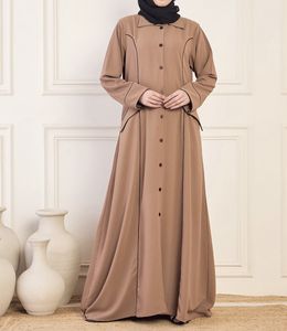 Nouvelle Robe Abaya Modeste Style 2026, Vêtement Islamique Ouvert sur le Devant, Longue Robe pour Femmes Musulmanes en Polyester à Col en V Floral - Product Image 2