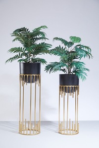 Maceta Moderna de Metal Dorado y Negro, Diseño Minimalista, Soporte para Plantas de Interior, Decoración de Escritorio, Acabado con Recubrimiento en Polvo - Product Image 2