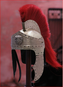 Casque de chevalier médiéval romain avec plume rouge, armure romaine, casque en acier - Product Image 4