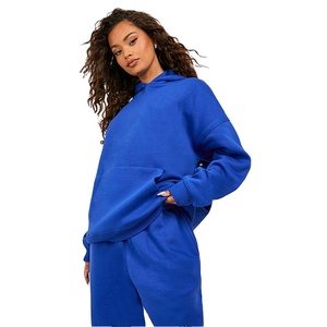 Tracksuit Women's Plus Size Cotton Fleece <b>Brushed</b> <b>Back</b> Heavyweight Drop Shoulder Loose Hoodie & Sweatpants Woman Sweatsuits OEM - Product Image 4