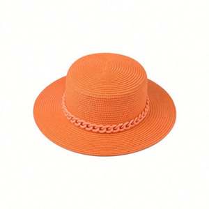 Chapeau de soleil d'extérieur unisexe en paille à large bord, avec chaîne colorée, style sombrero, décontracté et tendance - Product Image 4