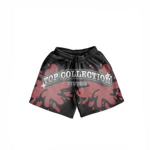 Custom Plus Size Solid Distressed Baggy Woolen Eco-Friendly Streetwear Casual Cotton Acid Wash <b>Elastic</b> Waist Men's Shorts - Product Image 1