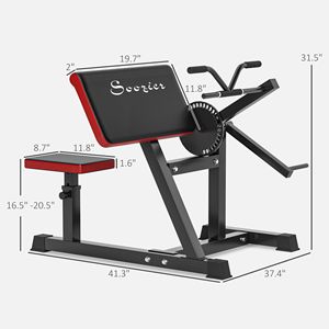 Banco de Ejercicios 2 en 1 Ajustable para Bíceps y Tríceps con Asiento Cómodo y Cojín para Codos para Entrenamiento en Casa - Product Image 3