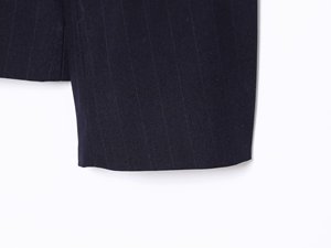 Women's Navy <b>Pinstripe</b> Blazer Set Mandarin Collar Single Button Long Sleeve Pants <b>Suit</b> Autumn Wear Anti Wrinkle Woven Fabric - Product Image 5