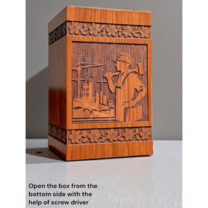 Personalized Construction Worker Wooden Cremation Urn | Engraved Builder Memorial Memorial Keepsake by AYAANS - Product Image 6