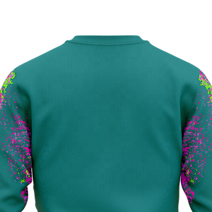 Sudadera de cuello redondo para hombre, color verde azulado con efecto salpicado, con logotipo personalizado, gráfico, manga larga, para equipos, entrenamiento, ropa de invierno, OEM - Product Image 5