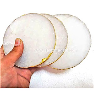 Wholesale Bulk White Quartz Tea Cup <b>Coaster</b> Gemstone Slices Crystals Healing Rocks Jade Table <b>Coaster</b> Slices - Product Image 3