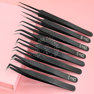 My Lash Tool Pinzas de pestañas con punta de fibra personalizada Pinzas de pestañas con volumen Punta de fibra Lash Tech Pinzas de 90 grados para extensión de pestañas - Product Image 1