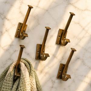 Premium Brass <b>Wall</b> Hooks Rustic Decorative Hanger Rack For Towels Coats Hats Bags Modern Home Interior Organization - Product Image 6