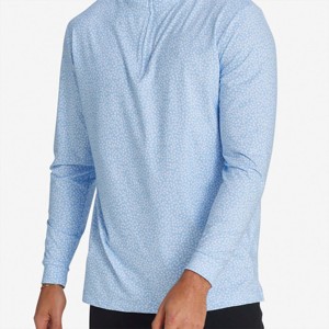 เสื้อเชิ้ตแขนยาวผู้ชายสีฟ้าอ่อนลายจุด คอซิป คอปก แนวลำลอง เหมาะสำหรับเล่นกอล์ฟ - Product Image 4