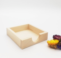 Porte-notes autocollants en bois artisanal, couleur naturelle, avec support pour stylo, à prix réduit
