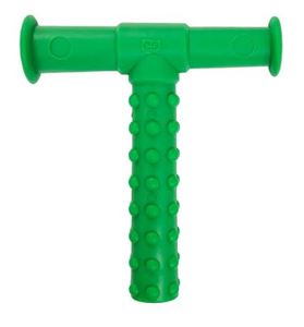 Mordedor Sensorial de Silicona Verde en Forma de T, Juguete Texturizado para Masticar, Tubo con Puntos de Dureza Media para Bebés y Adultos - Product Image 1