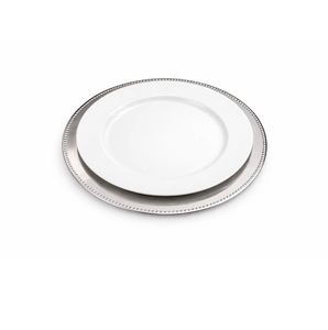 Assiettes de présentation de luxe en acier inoxydable argenté pour mariage, sous-assiettes décoratives en métal pour événements et réceptions - Product Image 2
