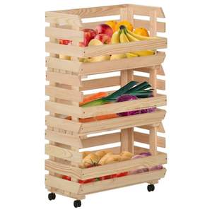 Carrito de Cocina de Madera Maciza de Pino de 14.6"x11.8"x31.5" para Verduras, Islas y Carritos de Cocina - Product Image 2
