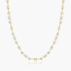 สร้อยคอเพชรเทนนิส 3.11 กะรัต เพชรเพาะเลี้ยงในห้องปฏิบัติการ ทองคำขาว 10 กะรัต รับรองโดย IGI ดีไซน์แฟนซีอาร์เรย์ ของขวัญแต่งงาน เครื่องประดับชั้นดี รับผลิตแบบ OEM ODM สำหรับผู้หญิง - Product Image 4