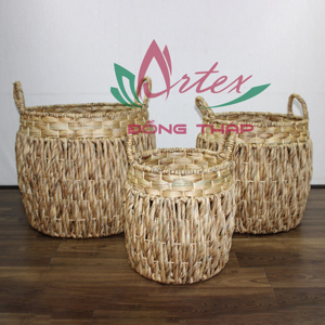 Ensemble de 3 paniers de rangement polyvalents en jacinthe d'eau tressée à la main, style bohème, écologiques, avec poignées, pour l'organisation de la maison, intérieur - Product Image 4