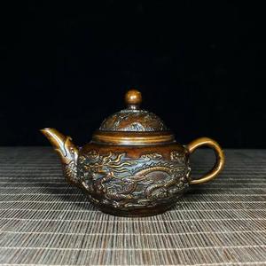 Oriental Metal Tea <b>Pot</b> With Dragon Design And <b>Lid</b> For Traditional Tea Serving - Product Image 1