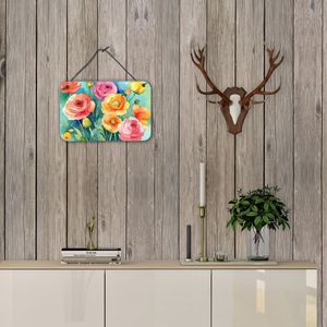 Panneau en métal aluminium multicolore Nouvelle aquarelle Renoncule Porte Imprimés suspendus pour Cuisine Bar Mural Salle de Bain-Décoration intérieure 8HX12W - Product Image 4