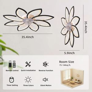 Ventilatore da Soffitto LED da 35,4 Pollici con Telecomando, 6 Velocità del Vento, 3 Temperature di Colore della Luce - Product Image 2