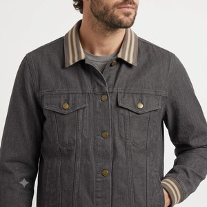 Veste en jean délavé pour homme, col rabattu, fermeture boutonnée, couleur unie, coupe classique, en coton, pour l'automne - Product Image 2