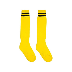 <b>Men's</b> Yellow <b>Knee</b> <b>High</b> <b>Socks</b> With Black Stripes Knitted Breathable Sports <b>Socks</b> Regular Fit Grip Non-Slip Disposable Customized - Product Image 3