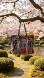 Sac de voyage et de shopping pour femme, léger, 18 pouces, en velours matelassé réversible, style bohème vintage, avec doublure en toile et fermeture éclair - Product Image 2