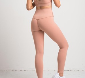 New Skin Color Full Length Yoga <b>Leggings</b> Black Geometric <b>Stitch</b> Seamless Four-Way Stretch Spandex Polyester Pants - Product Image 3