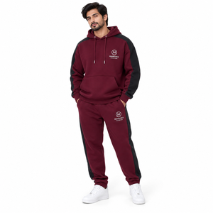 Conjunto Deportivo Ligero con Capucha para Hombre, Color Granate, Manga Larga, 100% Algodón, Estilo Casual, Marca MANGOES FASHION - Product Image 1