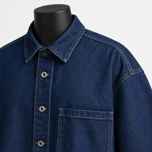 Chemise en jean pour homme, coupe classique, manches longues, décontractée, boutonnée, en coton écologique, respirante, infroissable, effet vintage, OEM - Product Image 6