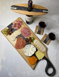 Planche à découper en bois et résine écologique avec poignée, compatible lave-vaisselle, pour couper légumes, fruits, viande, fromage, pain, usage quotidien en cuisine - Product Image 1