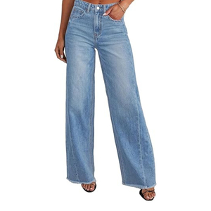 Nouveaux pantalons pour femmes en gros – Meilleurs jeans en denim pour femmes, style skinny, bleu délavé, coupe ample pleine longueur - Product Image 1