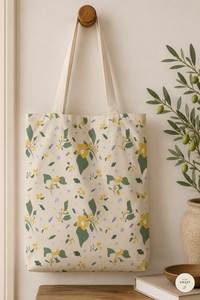 Style De Maison Bohemian Vintage Floral Print Women's <b>Large</b> 100% Cotton <b>Canvas</b> Tote <b>Bag</b> All Seasons Shopping <b>Bag</b> - Product Image 3