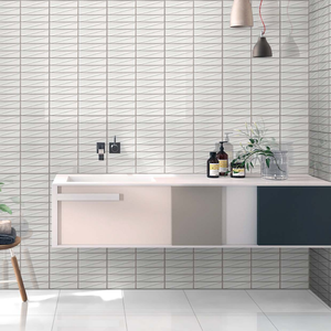 Carreaux muraux en céramique émaillée sculptée haut de gamme 300x300, texture luxueuse en porcelaine pour la décoration murale des halls d'immeubles commerciaux et de bureaux - Product Image 2