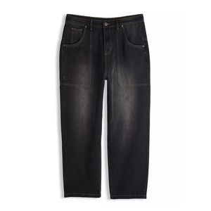 Jeans pour hommes en gros, coupe ample, couleur indigo, pour marques streetwear américaines, fournisseur OEM en gros, étiquette privée - Product Image 2