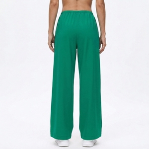 Pantalon palazzo fluide à taille mi-haute élastique et jambe large pour femme – Tenue décontractée et tendance - Product Image 2
