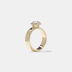 Anillo de Compromiso Solitario con Diamante Cultivado en Laboratorio de Corte Redondo de 5.2mm, Anillos Anchos de Cigarro de Lujo Únicos para Propuesta, Oro Sólido de 14k, Precio de Fábrica - Product Image 3